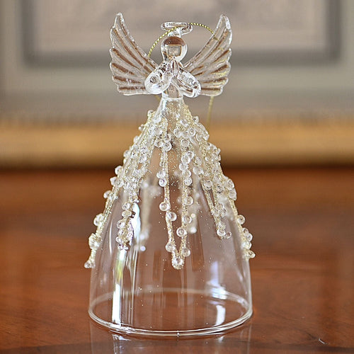 Juwelen Glasengel mit Kerze, 13 cm Weihnachtsdekoration Kunsthandel Rueckeshaeuser