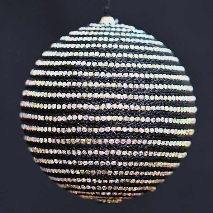 Kesse Kugel im Glitzerkleid, schwarz, 12 cm Mundgeblasener Weihnachtsschmuck Kunsthandel Rueckeshaeuser