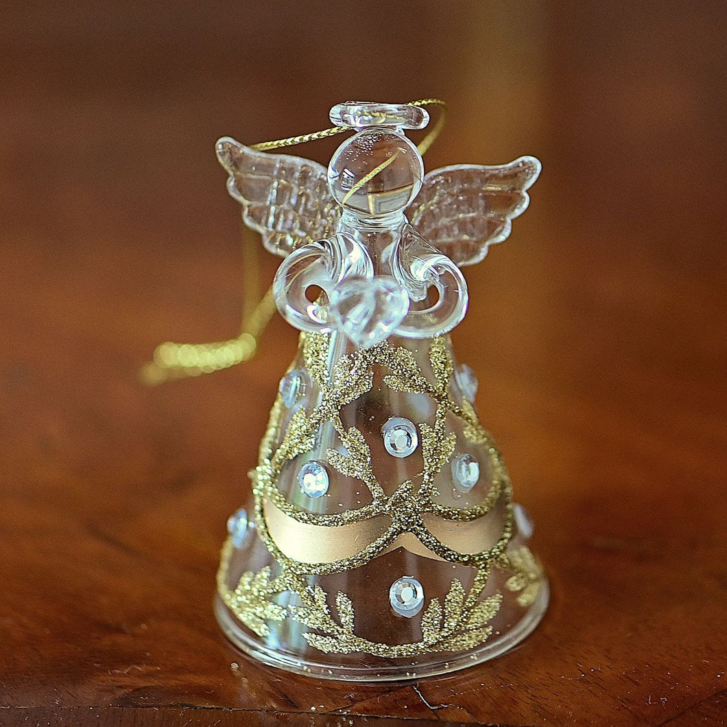 Kleiner Glasengel mit Herz Weihnachtsdekoration Kunsthandel Rueckeshaeuser