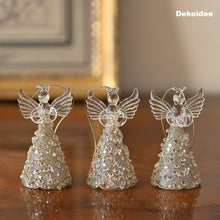 Lade das Bild in den Galerie-Viewer, Kleiner Juwelen Glasengel mit Buch, 9 cm Weihnachtsdekoration Kunsthandel Rueckeshaeuser
