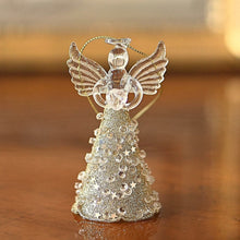 Lade das Bild in den Galerie-Viewer, Kleiner Juwelen Glasengel mit Herz, 9 cm Weihnachtsdekoration Kunsthandel Rueckeshaeuser
