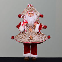 Lade das Bild in den Galerie-Viewer, Lustiger Santa im Tannenbaumkostüm und mit Lebkuchenmännchen, Höhe XX cm Weihnachtsdekoration Kunsthandel Rueckeshaeuser
