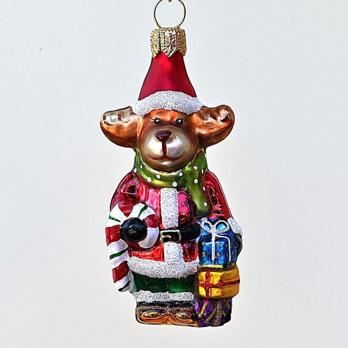 Lustiges Rentier Mundgeblasener Weihnachtsschmuck Kunsthandel Rueckeshaeuser