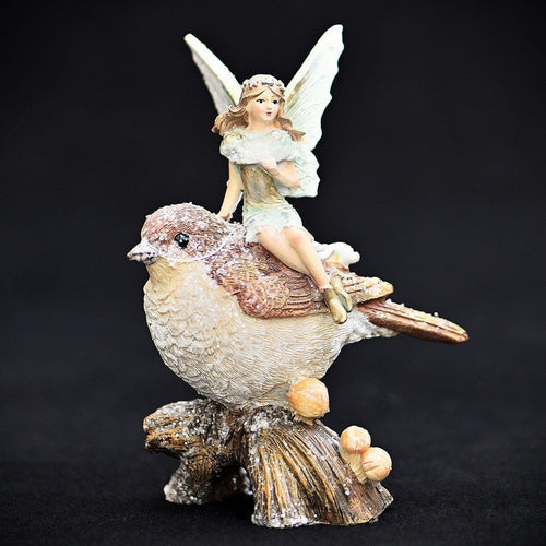 Märchenhafte Fee einen Vogel reitend Weihnachtsbaumschmuck Kunsthandel Rueckeshaeuser