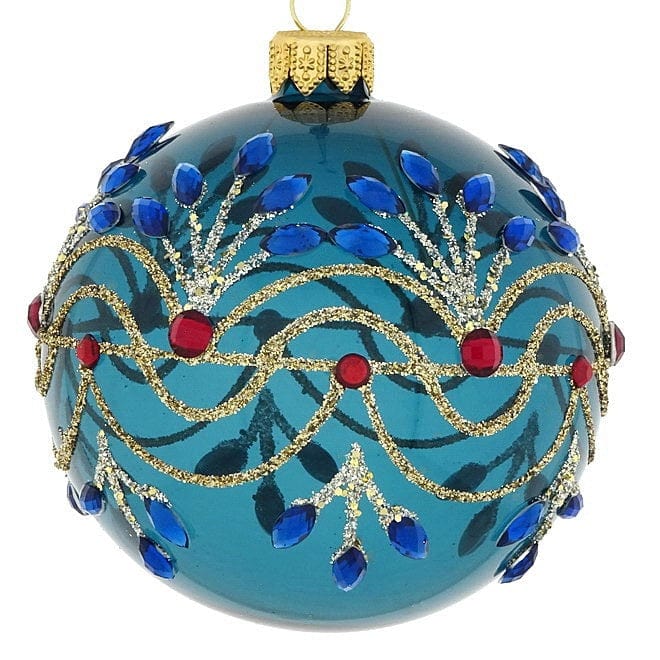 Mundgeblasene Weihnachtskugel / blau transparent, 8 cm – Ariane Rueckeshaeuser