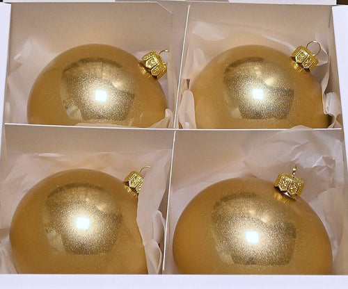 Mundgeblasene Weihnachtskugel / gold matt 8 cm / 4-er Karton Mundgeblasene Weihnachtskugel Kunsthandel Rueckeshaeuser