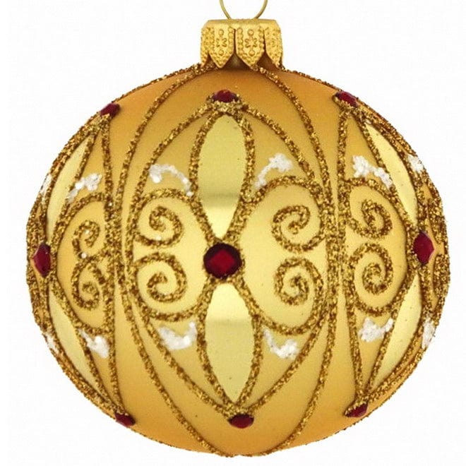 Mundgeblasene Weihnachtskugel, gold matt und gold glänzend mit stilisi – Ariane Rueckeshaeuser