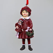 Lade das Bild in den Galerie-Viewer, Nostalgiekinder / Mädchen mit Puppe und Kranz Weihnachtsbaumschmuck Kunsthandel Rueckeshaeuser
