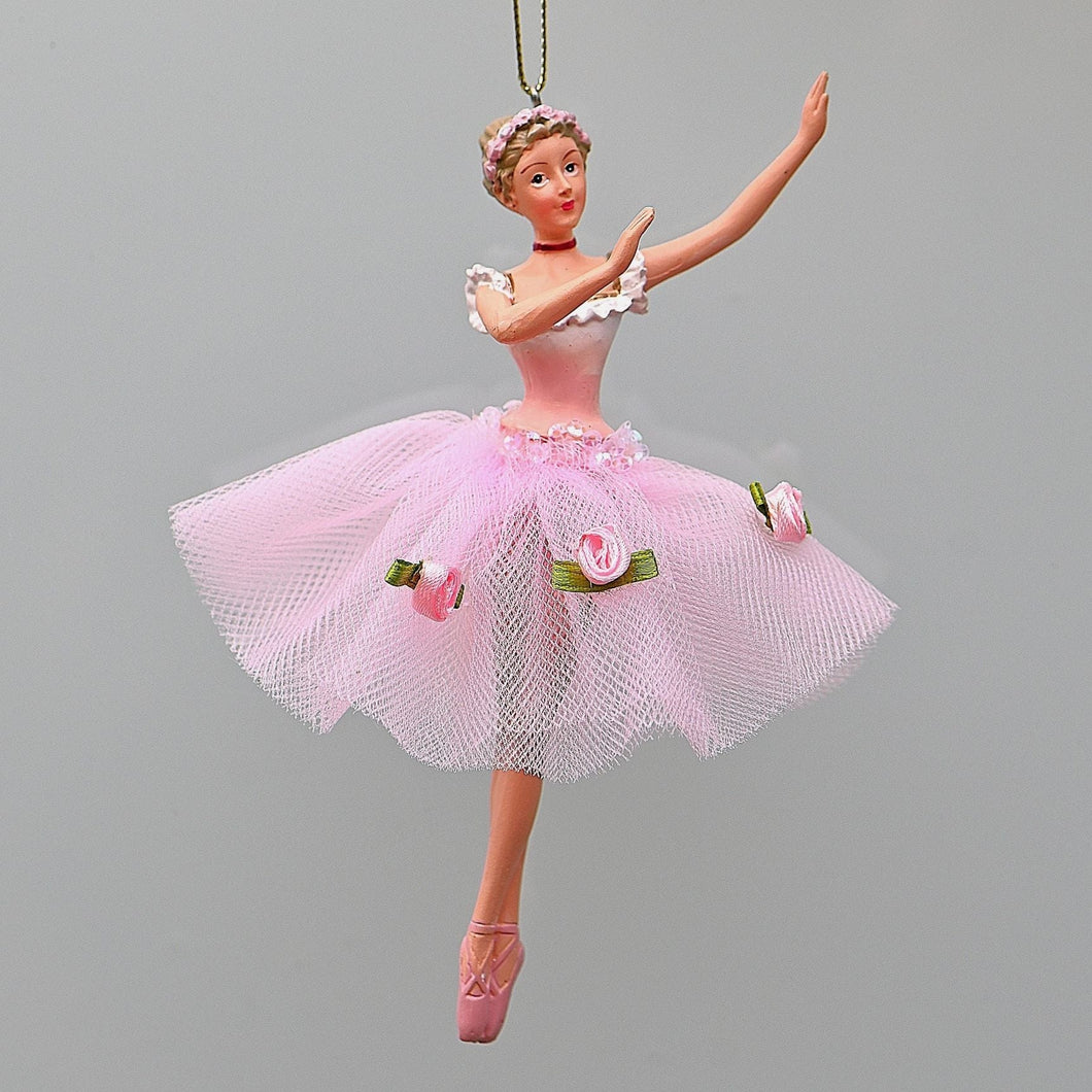 Nostalgische Ballerina im rosa Röckchen Weihnachtsbaumschmuck Kunsthandel Rueckeshaeuser