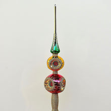 Lade das Bild in den Galerie-Viewer, Prachtvolle Christbaumspitze aus Lauscha mit zwei Kugeln und Reflexen Mundgeblasener Weihnachtsschmuck Kunsthandel Rueckeshaeuser
