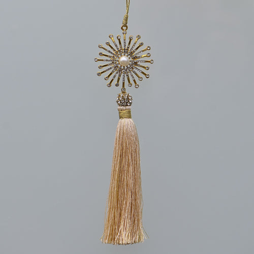 Quaste mit Juwelenstern beige Weihnachtsbaumschmuck Kunsthandel Rueckeshaeuser