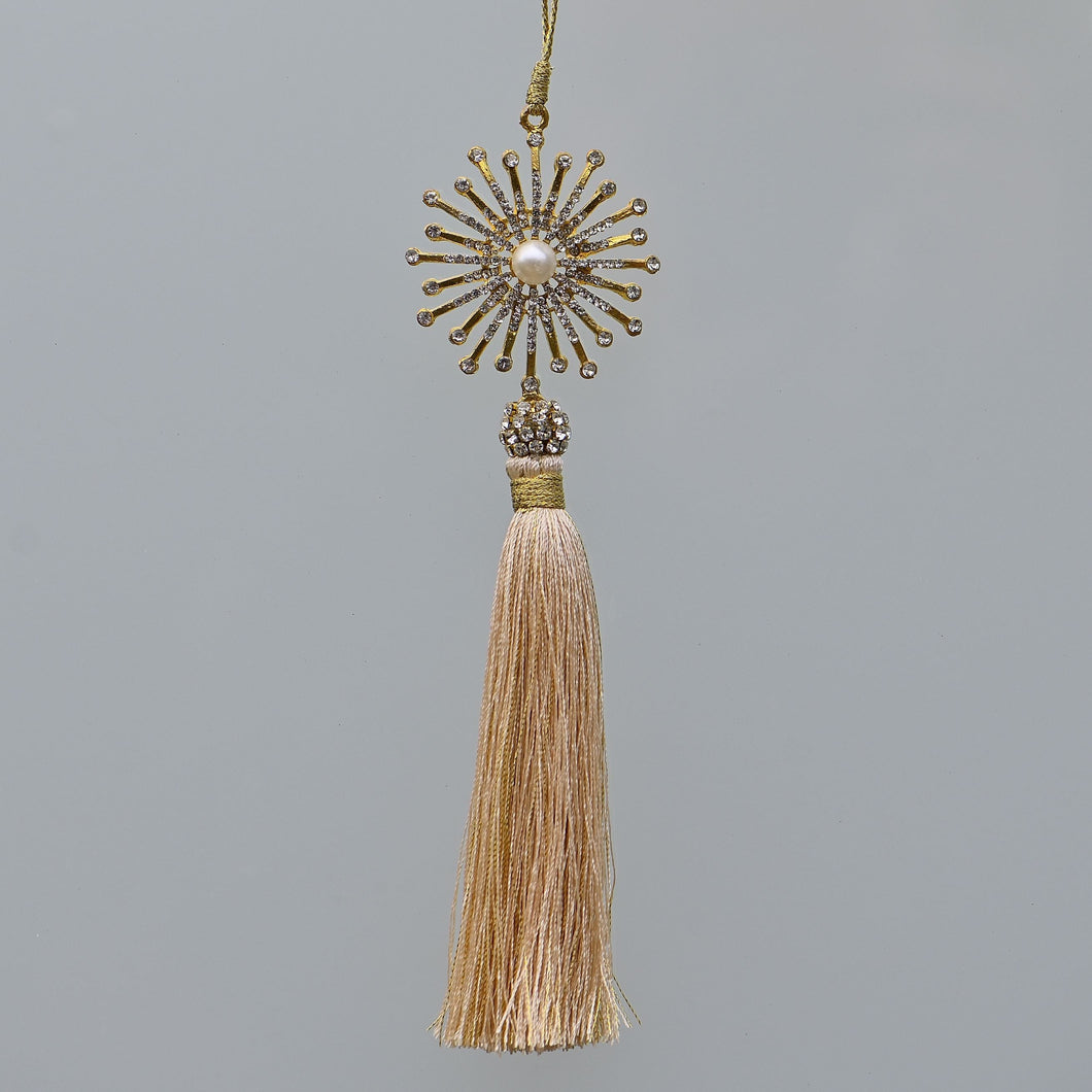 Quaste mit Juwelenstern beige Weihnachtsbaumschmuck Kunsthandel Rueckeshaeuser