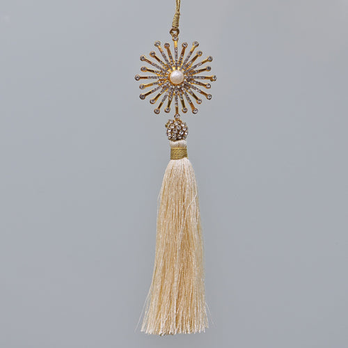 Quaste mit Juwelenstern elfenbein Weihnachtsbaumschmuck Kunsthandel Rueckeshaeuser