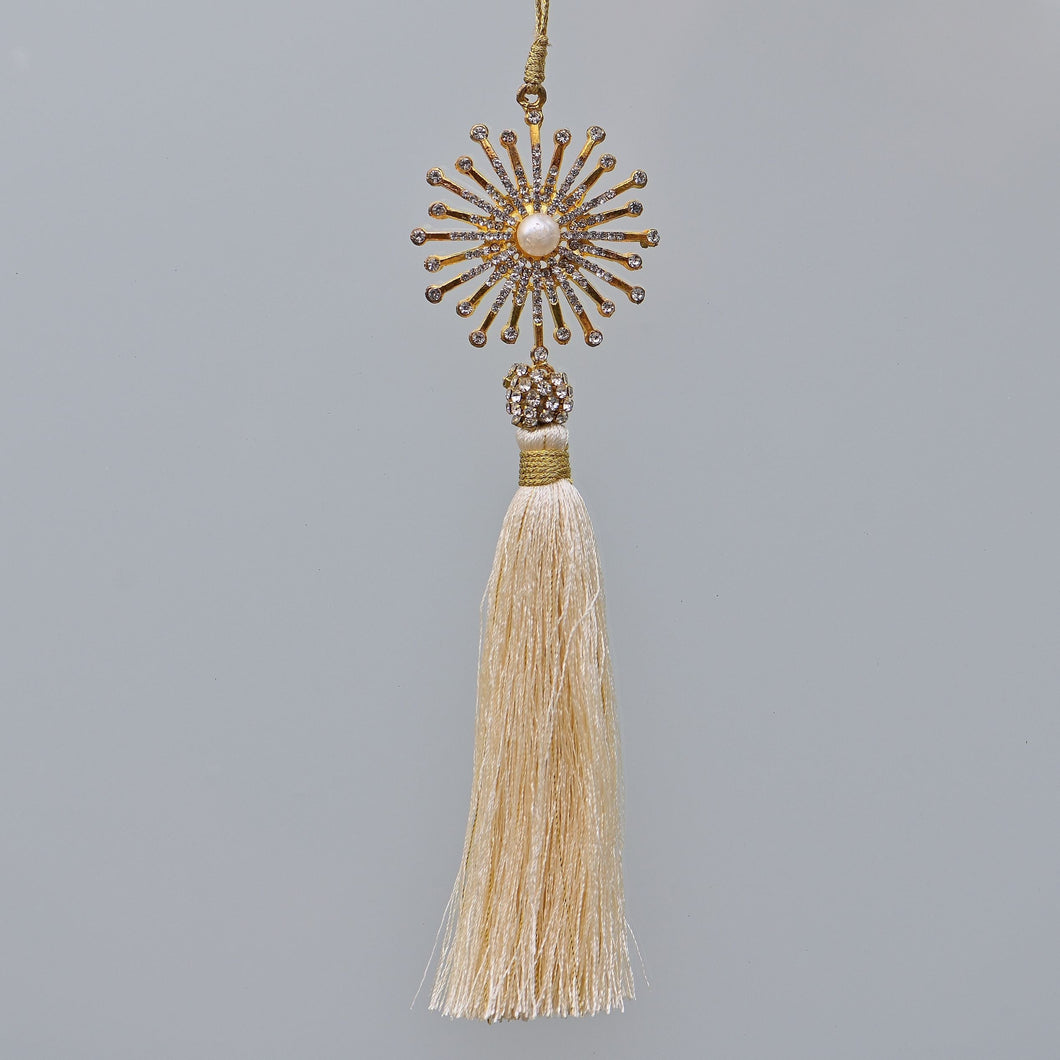 Quaste mit Juwelenstern elfenbein Weihnachtsbaumschmuck Kunsthandel Rueckeshaeuser