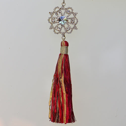 Quaste mit Juwelenstern, in rot und gold Weihnachtsbaumschmuck Kunsthandel Rueckeshaeuser