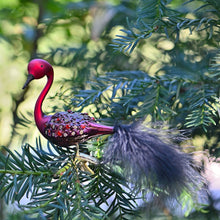 Lade das Bild in den Galerie-Viewer, Roter Schwan mit schwarzer Feder Weihnachtsbaumschmuck Kunsthandel Rueckeshaeuser
