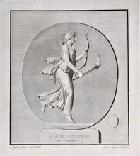 Lade das Bild in den Galerie-Viewer, Seltener Kupferstich "Diane Lucifère en Cornaline" in einem alten Rahmen des 19. Jahrhunderts Alte Druckgrafik Kunsthandel Rueckeshaeuser

