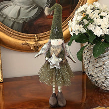 Lade das Bild in den Galerie-Viewer, Stehendes Weihnachtsengelchen im grünen Röckchen und mit grünem Hut Weihnachtsdekoration Kunsthandel Rueckeshaeuser
