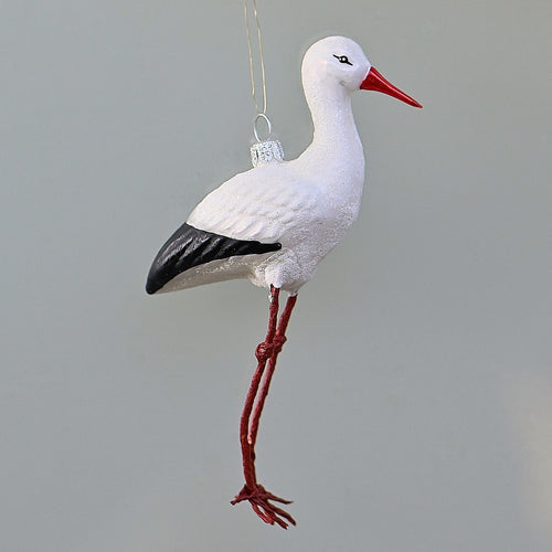 Storch Mundgeblasener Weihnachtsschmuck Kunsthandel Rueckeshaeuser