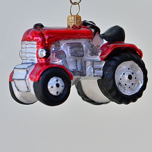 Traktor rot Mundgeblasener Weihnachtsschmuck Kunsthandel Rueckeshaeuser