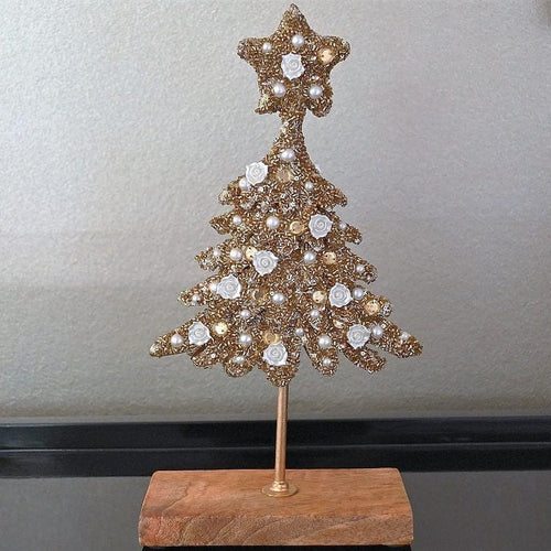 Traumhafter Paillettenweihnachtsbaum mit kleinen weißen Rosen Weihnachtsdekoration Kunsthandel Rueckeshaeuser