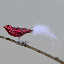 Lade das Bild in den Galerie-Viewer, Vogel aus Glas / rot glänzend Mundgeblasener Weihnachtsschmuck Kunsthandel Rueckeshaeuser
