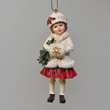 Lade das Bild in den Galerie-Viewer, Winterkinder / Mädchen mit Muff Weihnachtsbaumschmuck Kunsthandel Rueckeshaeuser
