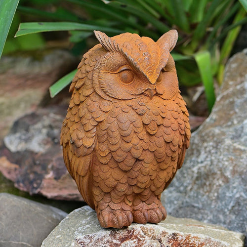 Wunderschöne Eule aus Gusseisen Gartendekoration Kunsthandel Rueckeshaeuser