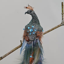 Lade das Bild in den Galerie-Viewer, Zauberhafter blauer Pfau auf Clip, XX cm Weihnachtsbaumschmuck Kunsthandel Rueckeshaeuser
