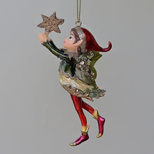 Lade das Bild in den Galerie-Viewer, Zauberhafter Elf mit goldenem Stern Weihnachtsbaumschmuck Kunsthandel Rueckeshaeuser
