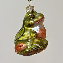 Lade das Bild in den Galerie-Viewer, Zauberhafter Frosch Mundgeblasener Weihnachtsschmuck Kunsthandel Rueckeshaeuser
