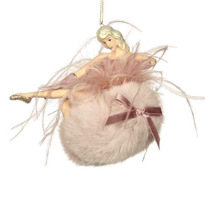 Ballerina auf Webpelz Ponpon Weihnachtsbaumschmuck Kunsthandel Rueckeshaeuser
