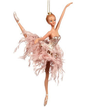 Lade das Bild in den Galerie-Viewer, Ballerina im rosa Kleidchen / auf einem Bein Weihnachtsbaumschmuck Kunsthandel Rueckeshaeuser
