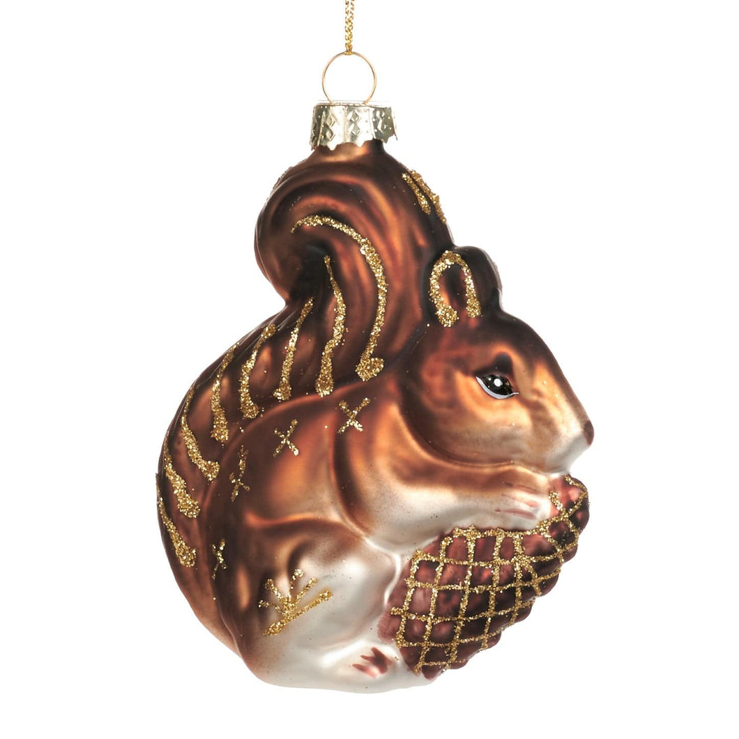 Bezauberndes Eichhörnchen aus Glas Weihnachtsbaumschmuck Kunsthandel Rueckeshaeuser