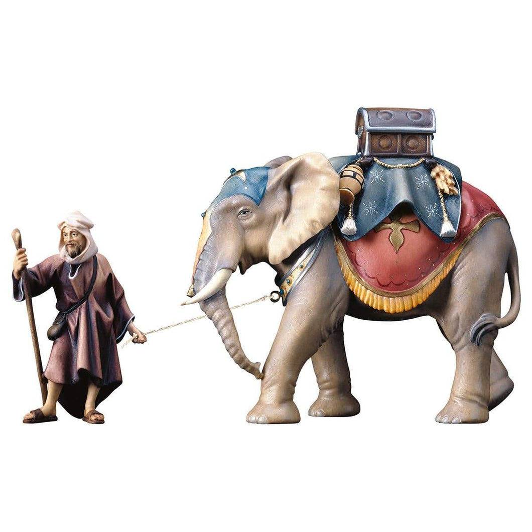 Elefantengruppe mit Gepäcksattel Krippenfiguren Kunsthandel Rueckeshaeuser