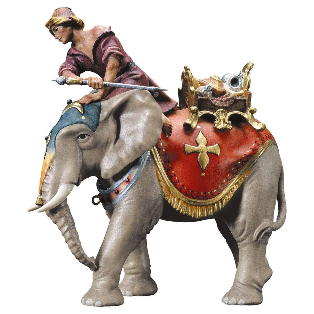 Elefantengruppe mit Schmucksattel Krippenfiguren Kunsthandel Rueckeshaeuser