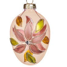 Lade das Bild in den Galerie-Viewer, Handbemaltes Glasei mit Blüten in Roséglas 12 cm Ostern Kunsthandel Rueckeshaeuser
