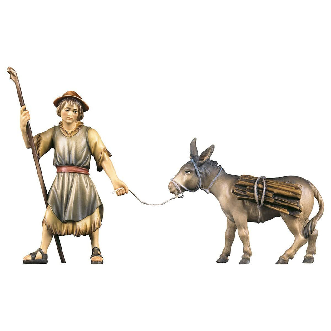 Hirte einen Esel ziehend Krippenfiguren Kunsthandel Rueckeshaeuser