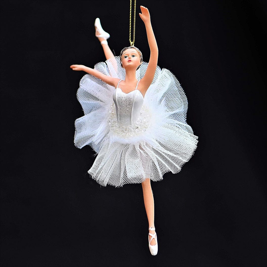 Klassische Ballerina Schwanensee / Bein nach oben Weihnachtsbaumschmuck Kunsthandel Rueckeshaeuser