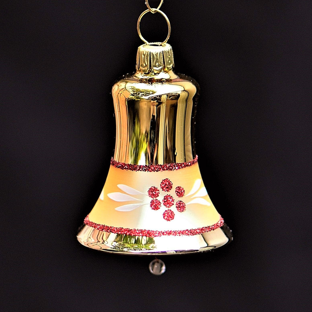 Klassische goldene Glocke Mundgeblasener Weihnachtsschmuck Kunsthandel Rueckeshaeuser