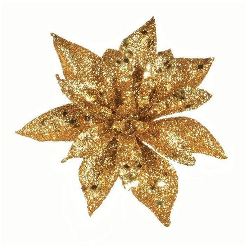 Kleine Blüte gold auf Clip Weihnachtsbaumschmuck Kunsthandel Rueckeshaeuser