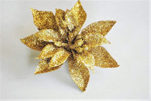 Lade das Bild in den Galerie-Viewer, Kleine Blüte gold auf Clip Weihnachtsbaumschmuck Kunsthandel Rueckeshaeuser
