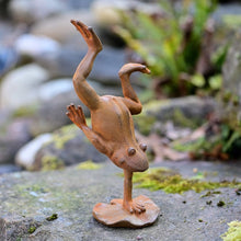 Lade das Bild in den Galerie-Viewer, Kleiner, lustiger Frosch aus Gusseisen Gartendekoration Kunsthandel Rueckeshaeuser
