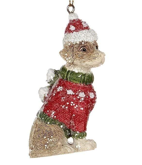 Labrador mit Pullover, Mütze und Schal Weihnachtsbaumschmuck Kunsthandel Rueckeshaeuser