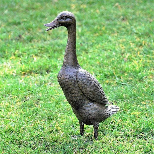 Laufente aus Bronze Bronzeskulpturen Kunsthandel Rueckeshaeuser