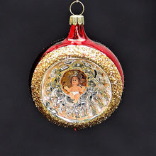Lade das Bild in den Galerie-Viewer, Mundgeblasene Reflexkugel mit Jesuskind / rot, glänzend, 6cm Mundgeblasene Weihnachtskugel Kunsthandel Rueckeshaeuser
