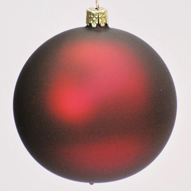 Mundgeblasene Weihnachtskugel / bordeaux matt 10 cm / 6-er Karton Mundgeblasene Weihnachtskugel Kunsthandel Rueckeshaeuser