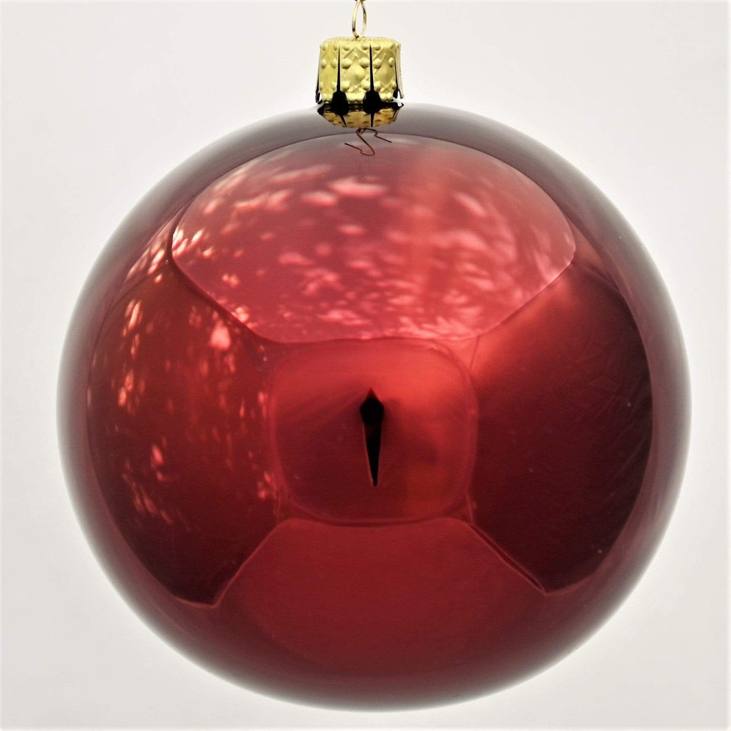 Mundgeblasene Weihnachtskugel / dunkelrot glänzend 10 cm / 6-er Karton Mundgeblasene Weihnachtskugel Kunsthandel Rueckeshaeuser