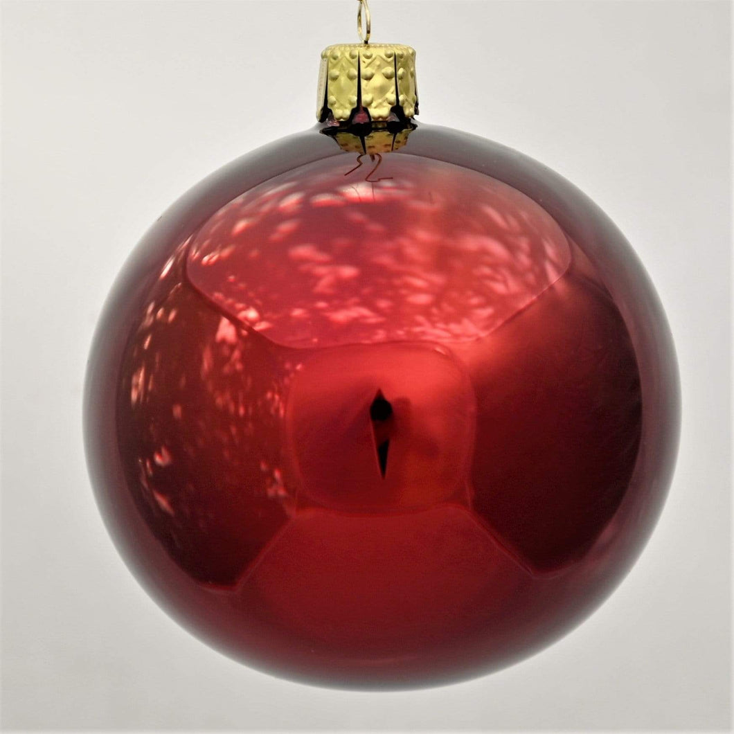 Mundgeblasene Weihnachtskugel / dunkelrot glänzend 8 cm / 6-er Karton Mundgeblasene Weihnachtskugel Kunsthandel Rueckeshaeuser