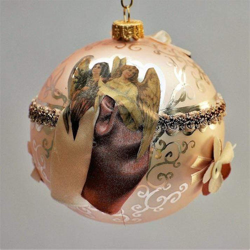 Mundgeblasene Weihnachtskugel / Engel 10 cm Mundgeblasene Weihnachtskugel Kunsthandel Rueckeshaeuser